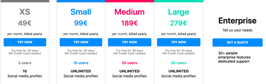 Kontentino vs. Hootsuite - Kontentino pricing starts at 49 eur