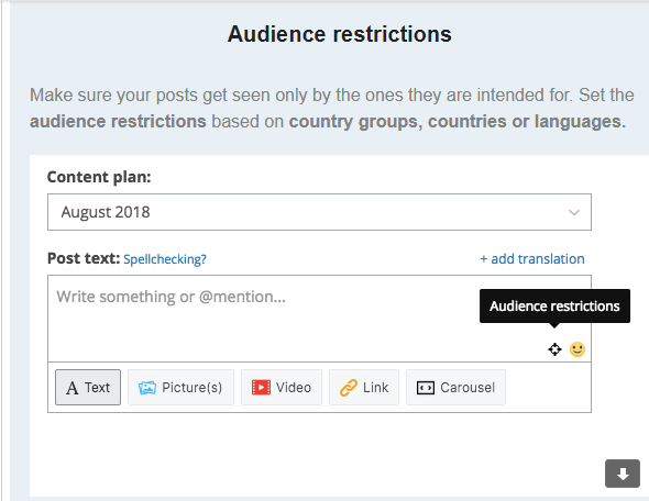 LinkedIn post scheduling tool - audience restrictions